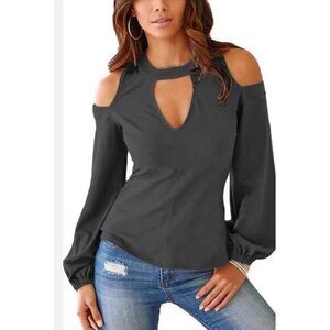 Women's Yoins Your Inspiration Black Shirt Size Medium‎